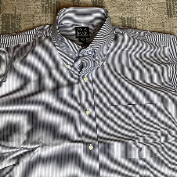 NWT Jos A Bank Mens Dress Shirt Stripe 16-33 Long Sleeve 80s Ply Pinpoint Cotton - Picture 4 of 10